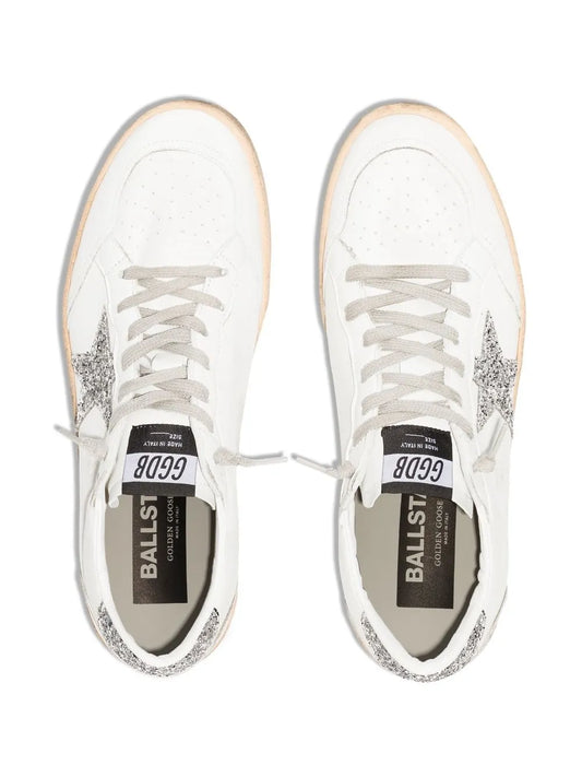 GOLDEN GOOSE SNEAKER BALLSTAR WHITE GLITTER