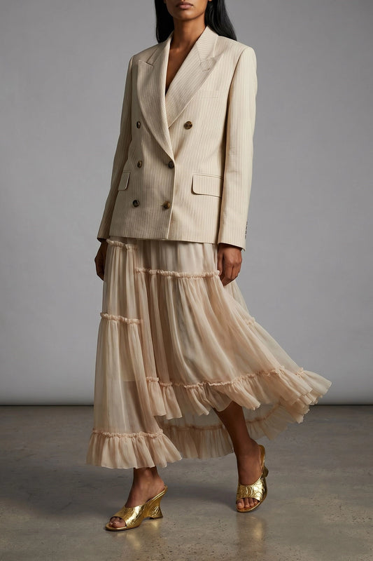 DRIES VAN NOTEN GONNA SUNIA BIS ECRU