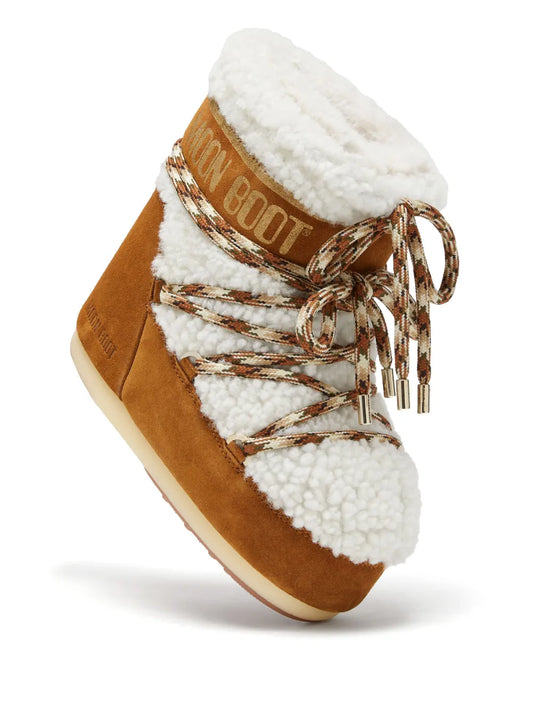 MOON BOOT ICON LOW SHEARLING WHISKY OFF WHITE