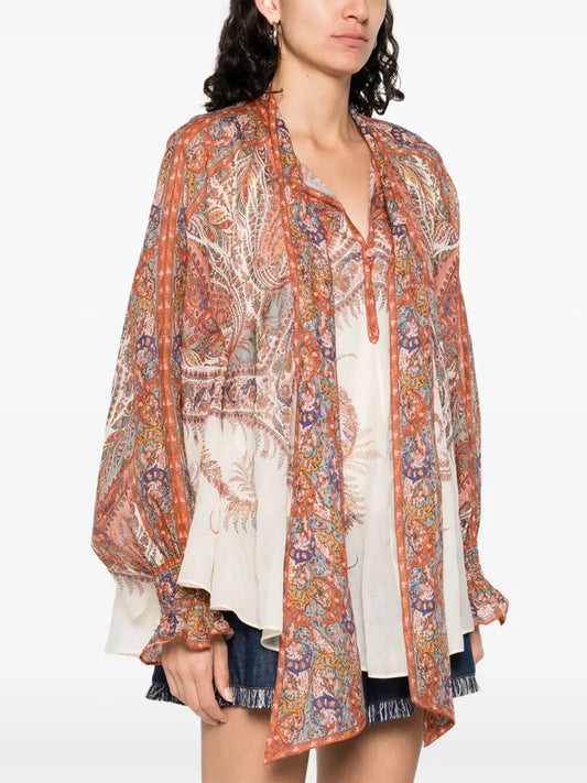ZIMMERMANN BLUSA RHIANNON PAISLEY CREAM