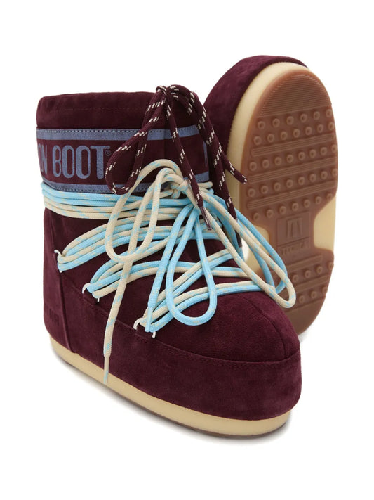 MOON BOOT ICON LOW SUEDE LACES BURGUNDY