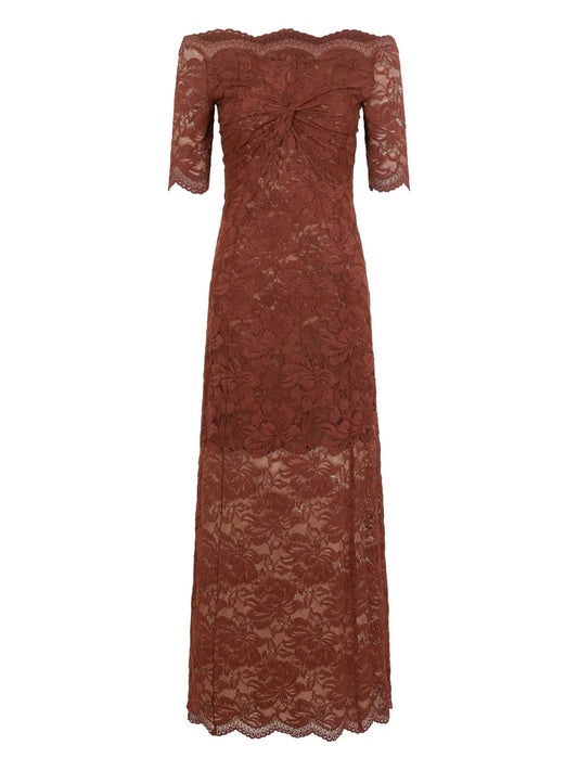 RABANNE ABITO MIDI PIZZO CINNAMON
