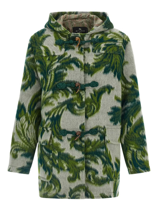 ETRO CAPPOTTO VELLUTO PAISLEY GREEN