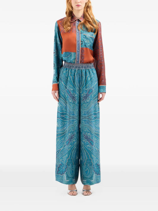 PIERRE-LOUISMASCIA PANTALONI TETRIS AZZURRO