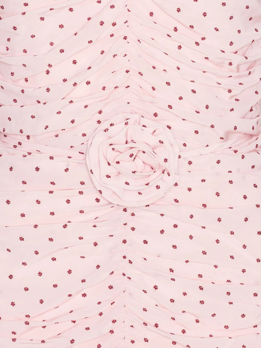 ROTATE ABITO CORTO RUCHES FIORI PINK