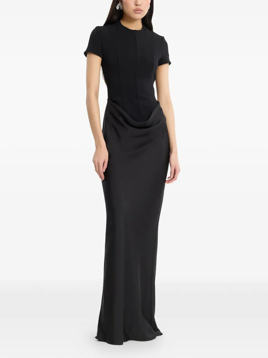ROTATE ABITO MAXI DRAPPEGGIATO BLACK