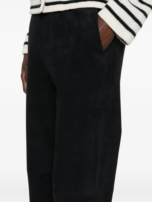 FORTE FORTE PANTALONE PELLE SCAMOSCIATA NOTTE