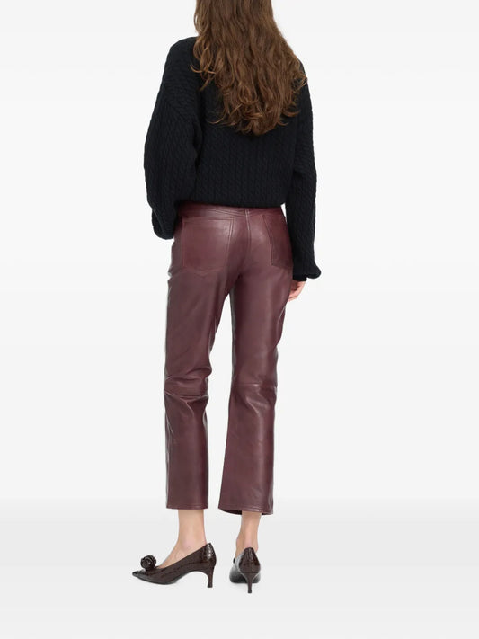 ROTATE PANTALONE PELLE MAHOGANY
