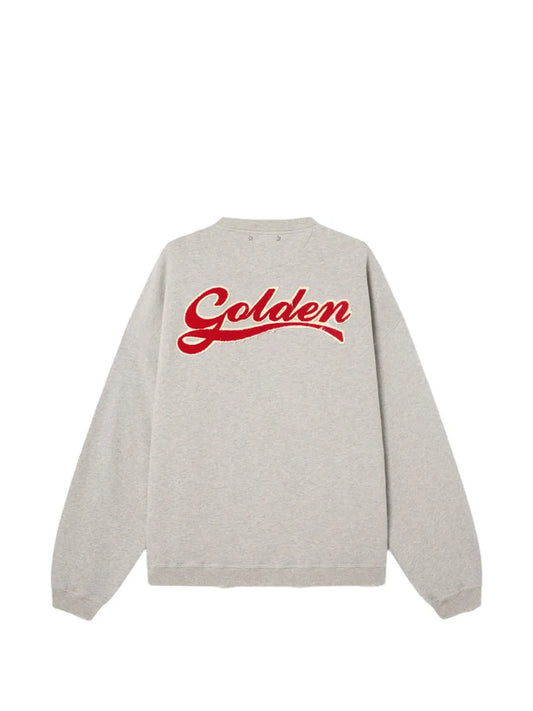 GOLDEN GOOSE FELPA GRIGIA LOGO ROSSO