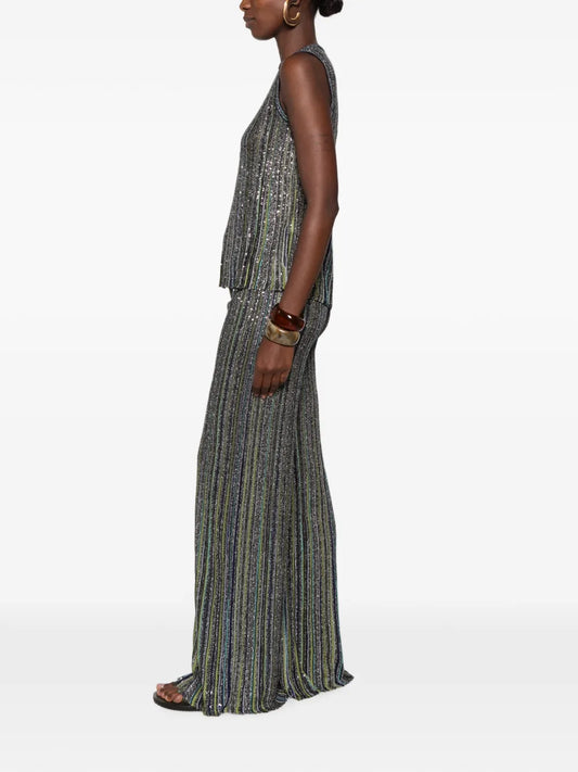 MISSONI PANTALONI PALAZZO GREEN TONES
