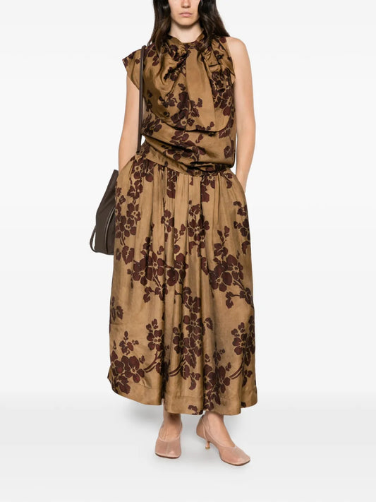 UMA WANG BLUSA STAMPA FIORI MUSTARD