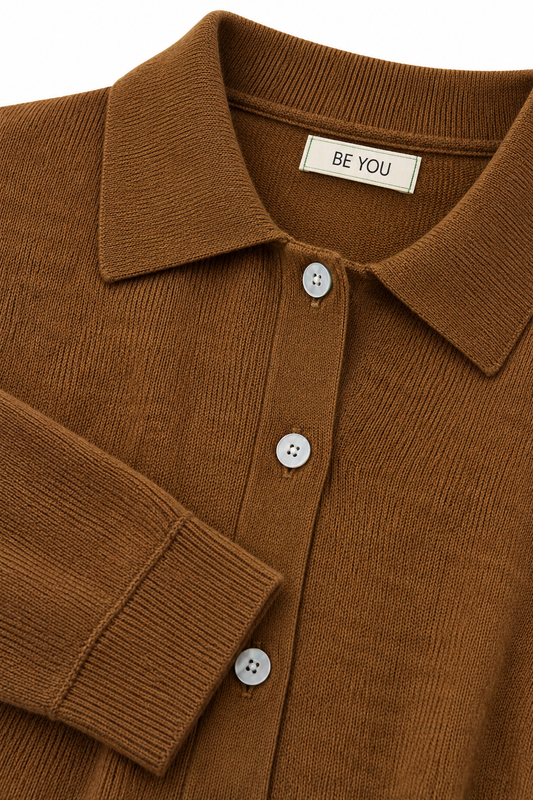 BE YOU CARDIGAN LEATHER BROWN