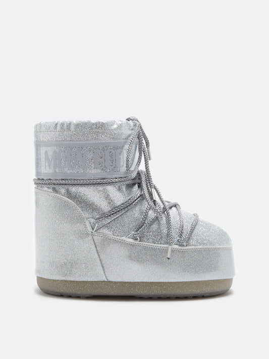 MOON BOOT ICON LOW GLITTER SILVER