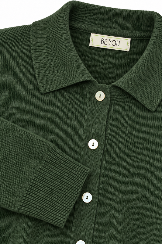 BE YOU CARDIGAN POLO LODEN GREEN