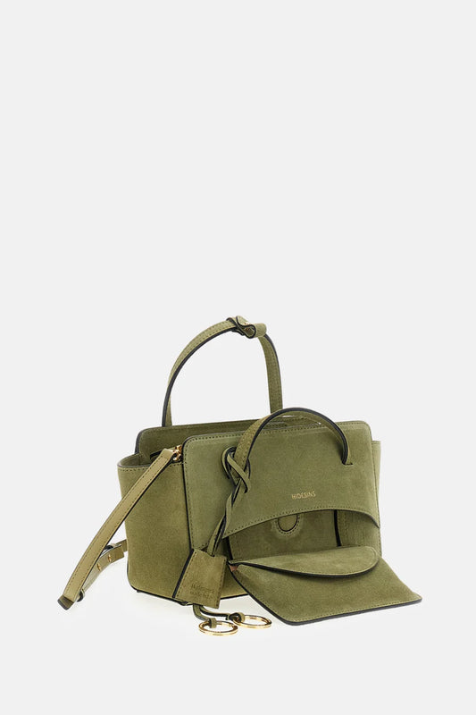 HIDESINS BORSA FLAP S SUEDE OLIVE