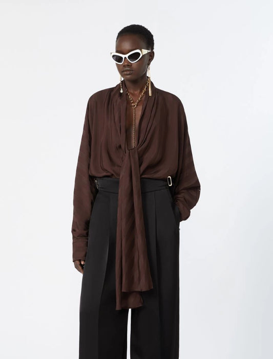 SPORTMAX CAMICIA CORSARO CIOCCOLATO