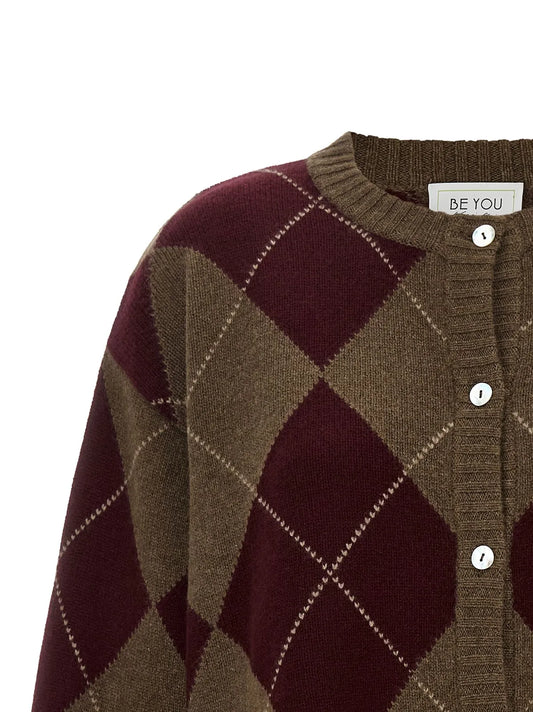BE YOU CARDIGAN ROMBI BORDEAUX BROWN