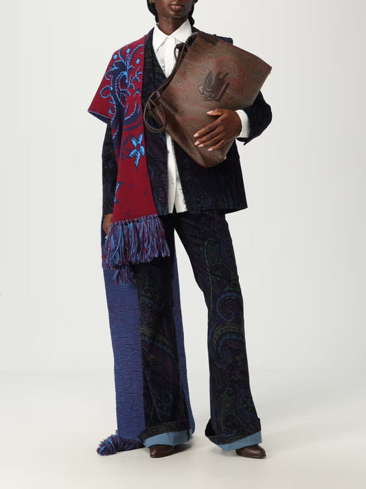 ETRO PANTALONE VELLUTO STAMPA PAISLEY