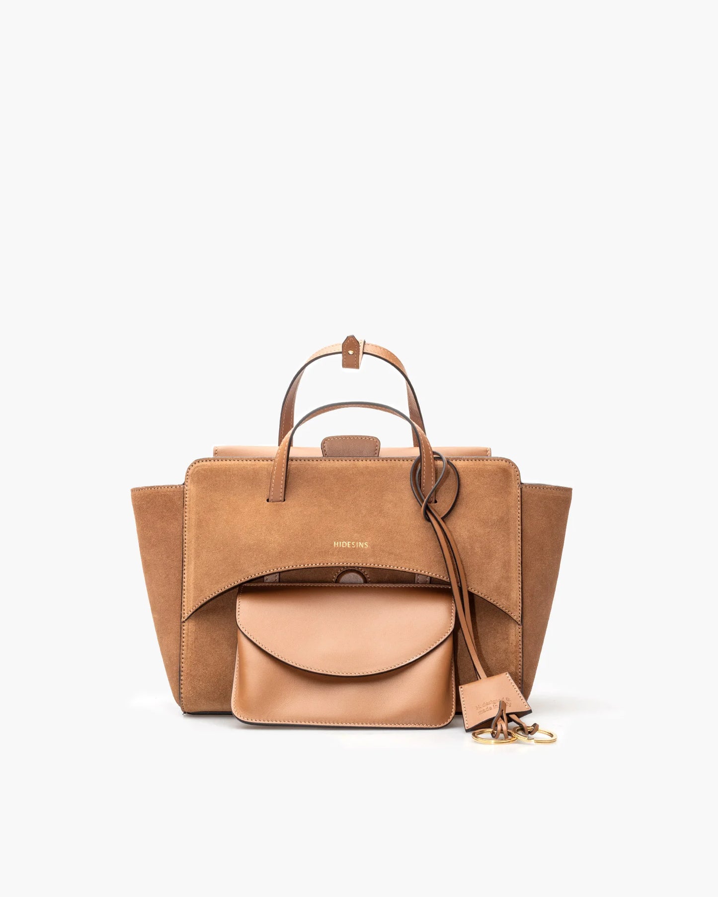 HIDESINS BORSA FLAP M SUEDE COGNAC