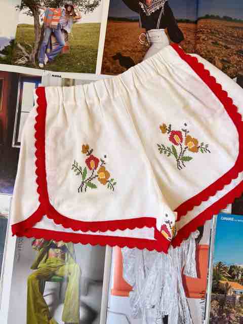 ORSINA SHORTS BORDO ROSSO FIORE BICOLOR