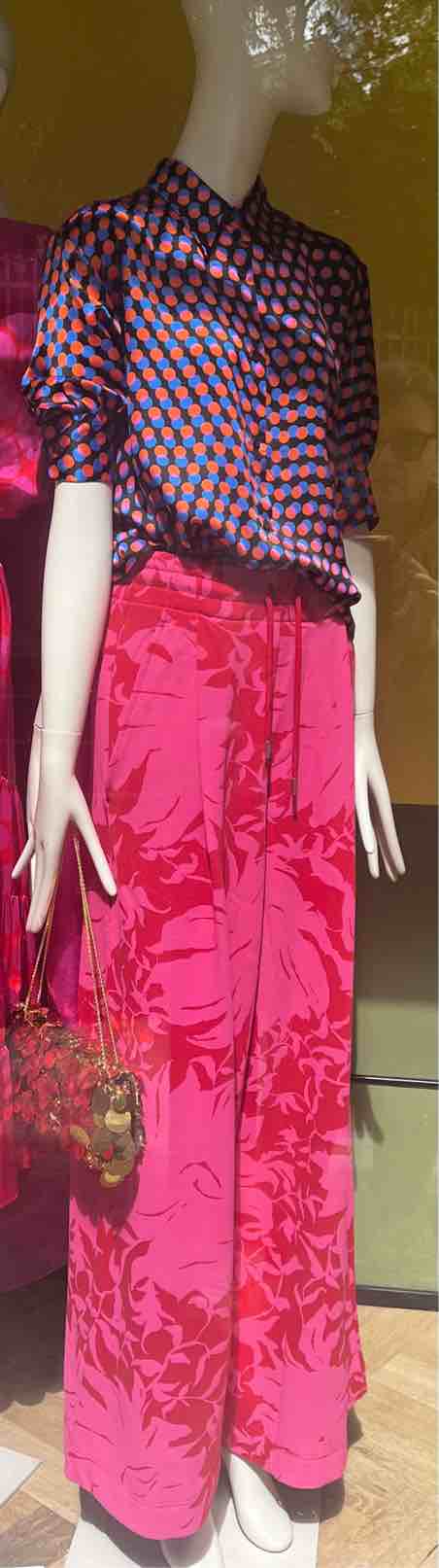 DRIES VAN NOTEN PANTALONI FIORI FUCHSIA
