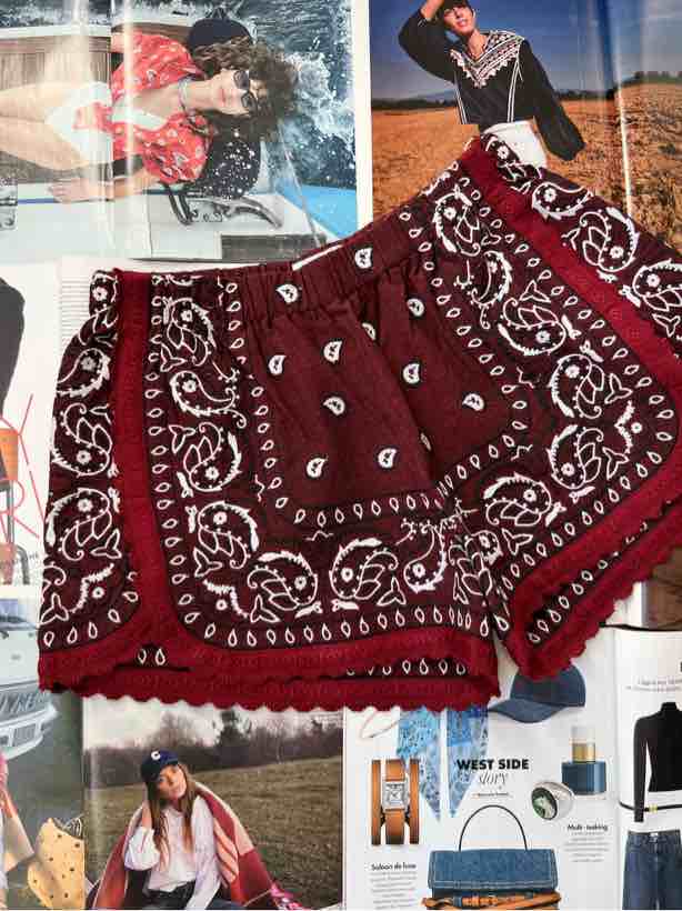 ORSINA SHORTS BANDANA BORDEAUX
