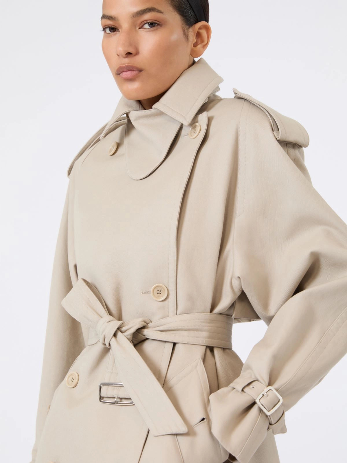 MAX MARA TRENCH CORTO CACIO - GREGGIO