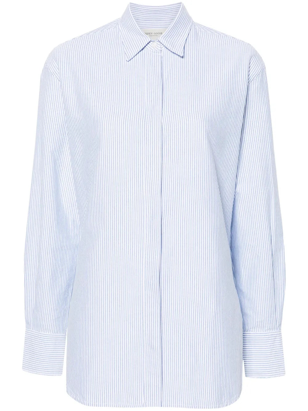 GOLDEN GOOSE CAMICIA OXFORD RIGHE AZZURRE