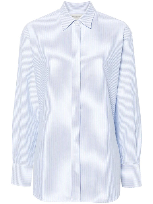 GOLDEN GOOSE CAMICIA OXFORD RIGHE AZZURRE