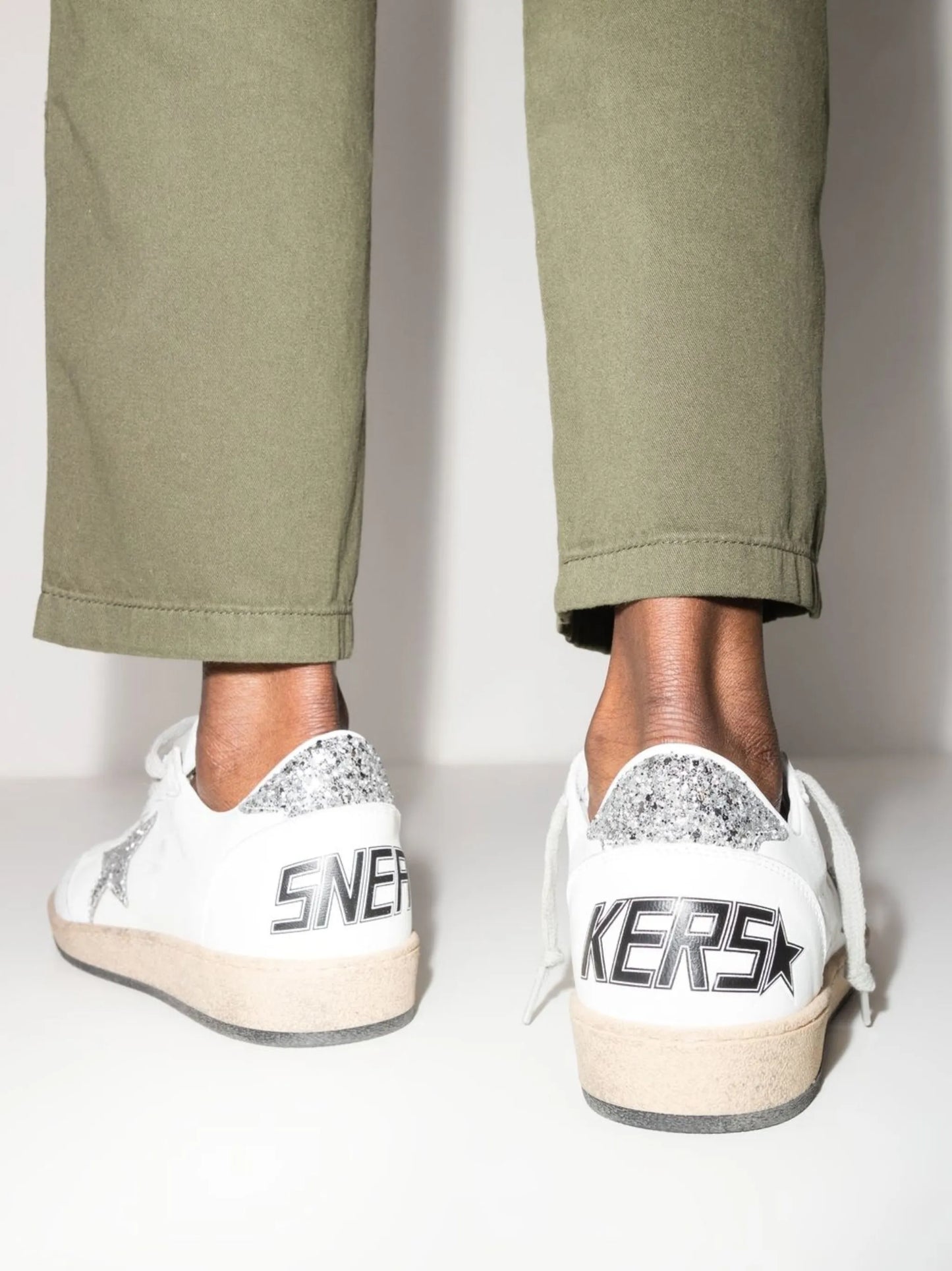 GOLDEN GOOSE SNEAKER BALLSTAR WHITE GLITTER