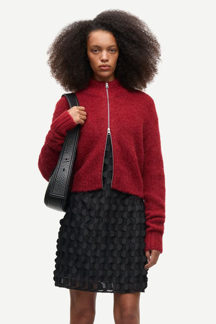 SAMSOE SAMSOE CARDIGAN ZIP RED TOMATO