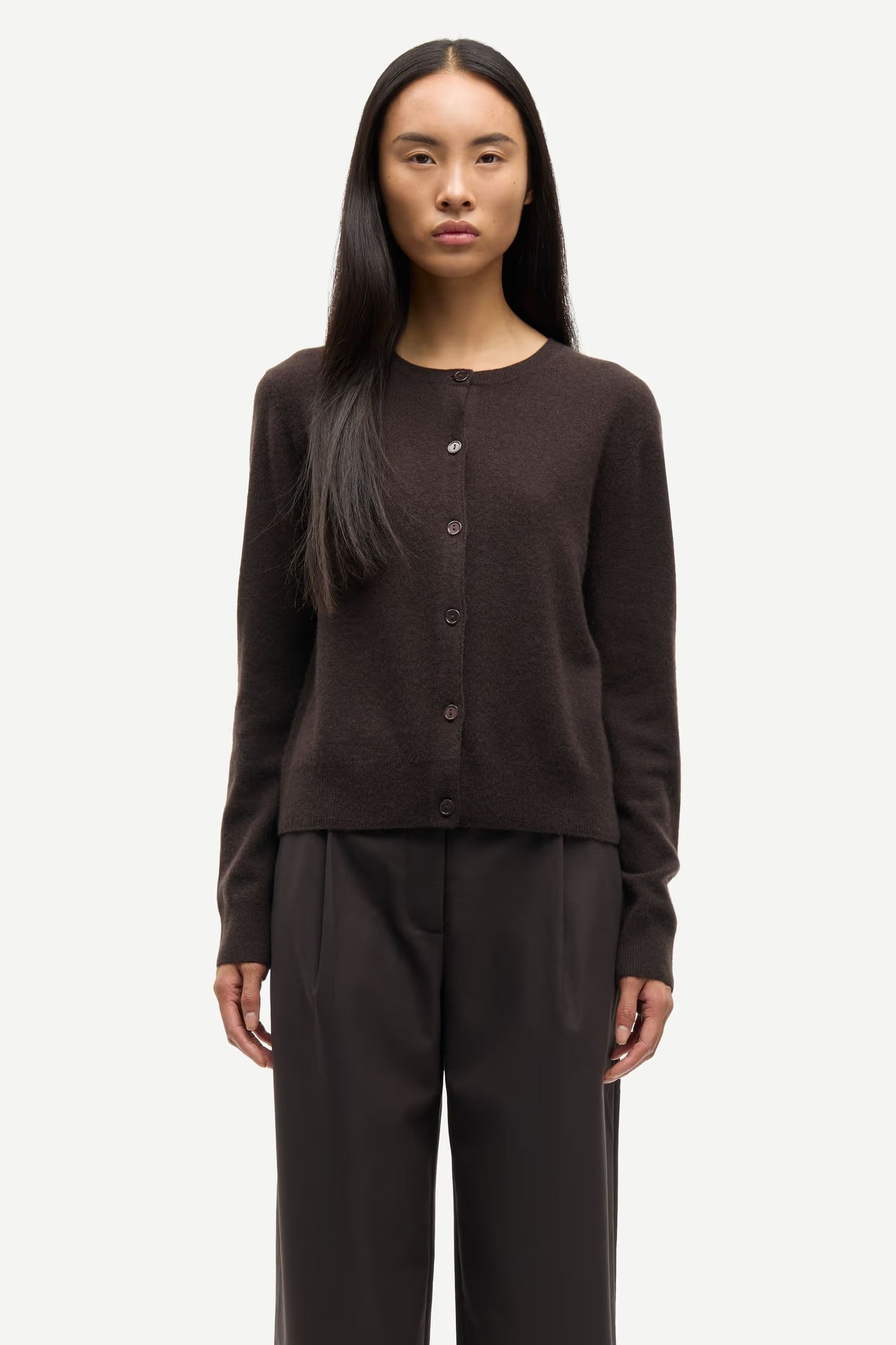 SAMSOE SAMSOE CARDIGAN SABOSTON  BLACK COFFEE