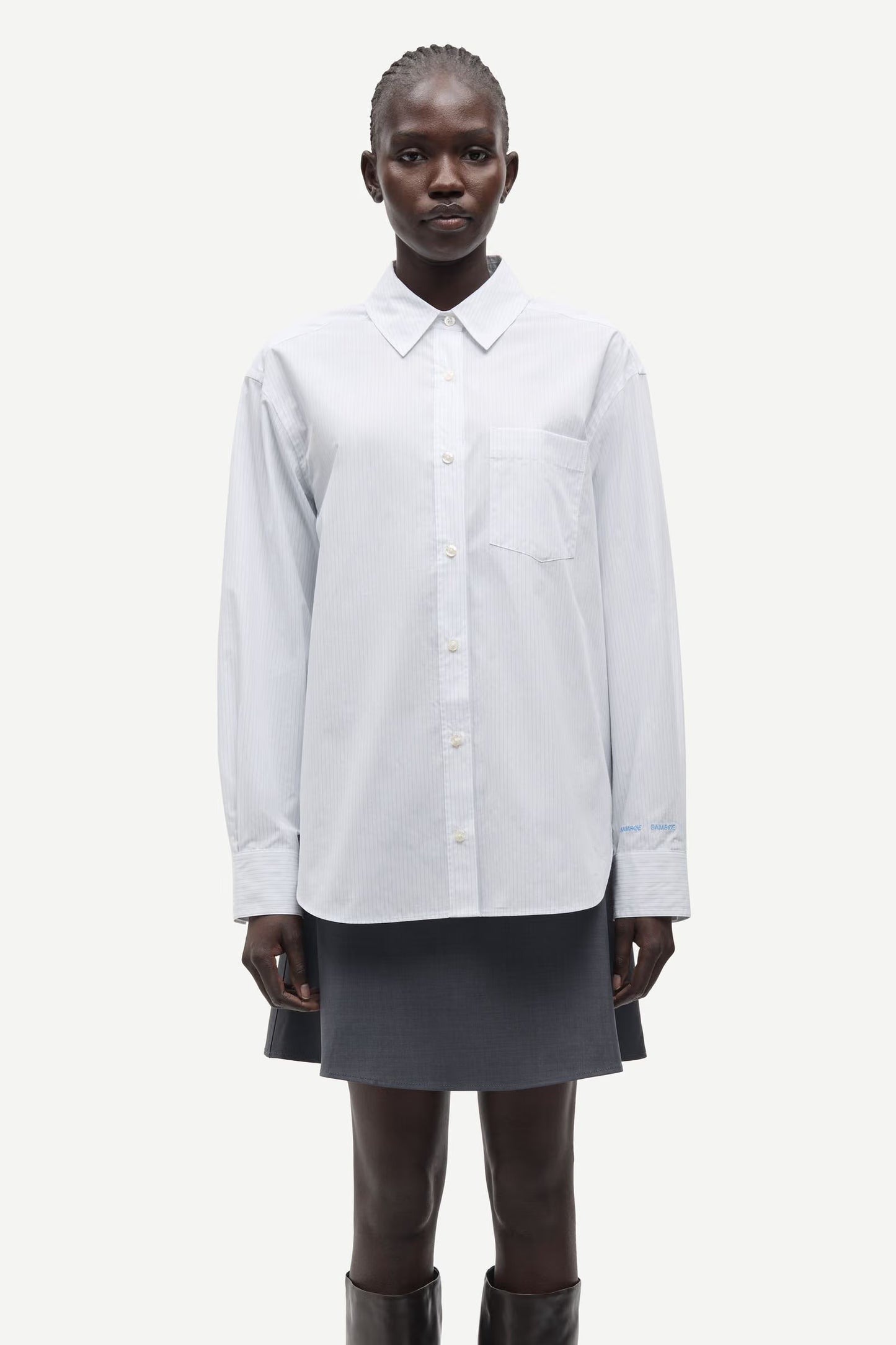 SAMSOE SAMSOE CAMICIA SALOVA WHITE PINSTRIPE