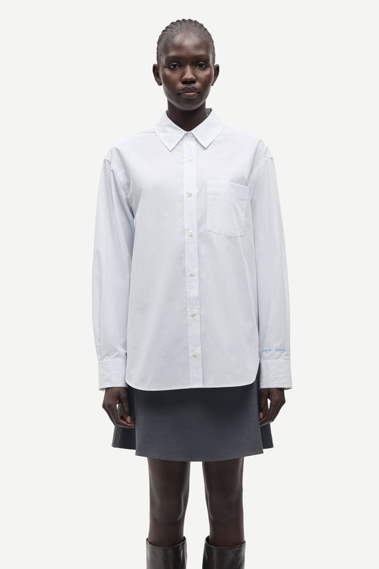 SAMSOE SAMSOE CAMICIA SALOVA WHITE PINSTRIPE
