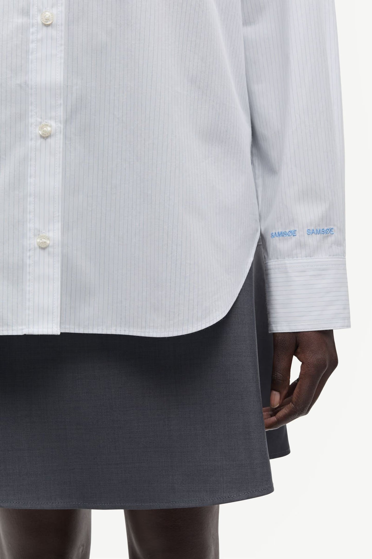 SAMSOE SAMSOE CAMICIA SALOVA WHITE PINSTRIPE