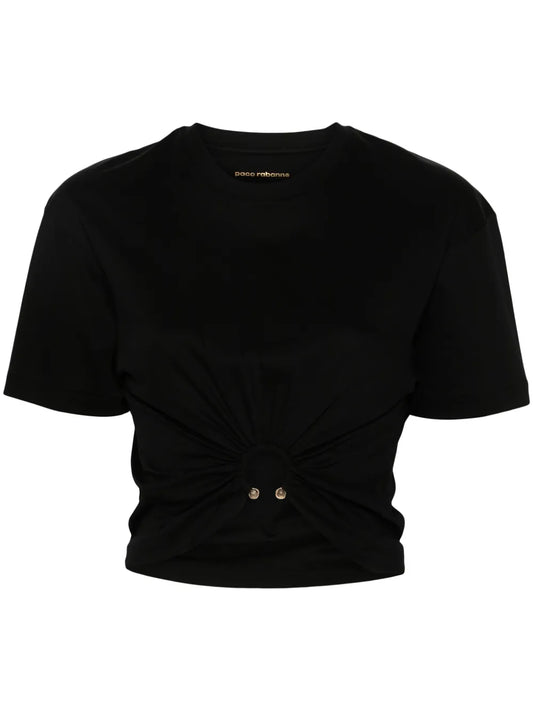 RABANNE T SHIRT CORTA CON ANELLO BLACK