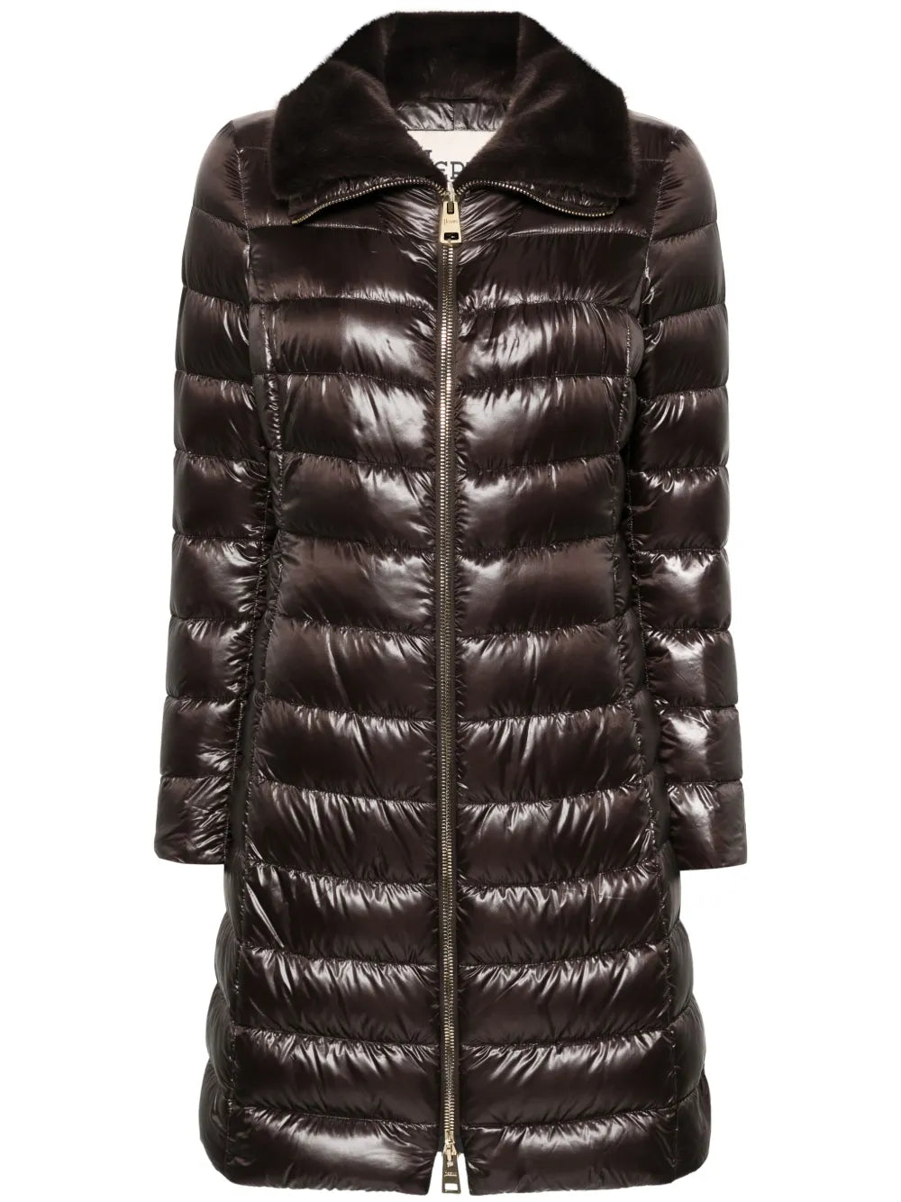 HERNO PIUMINO LUNGO COLLO PELLICCIA MORO