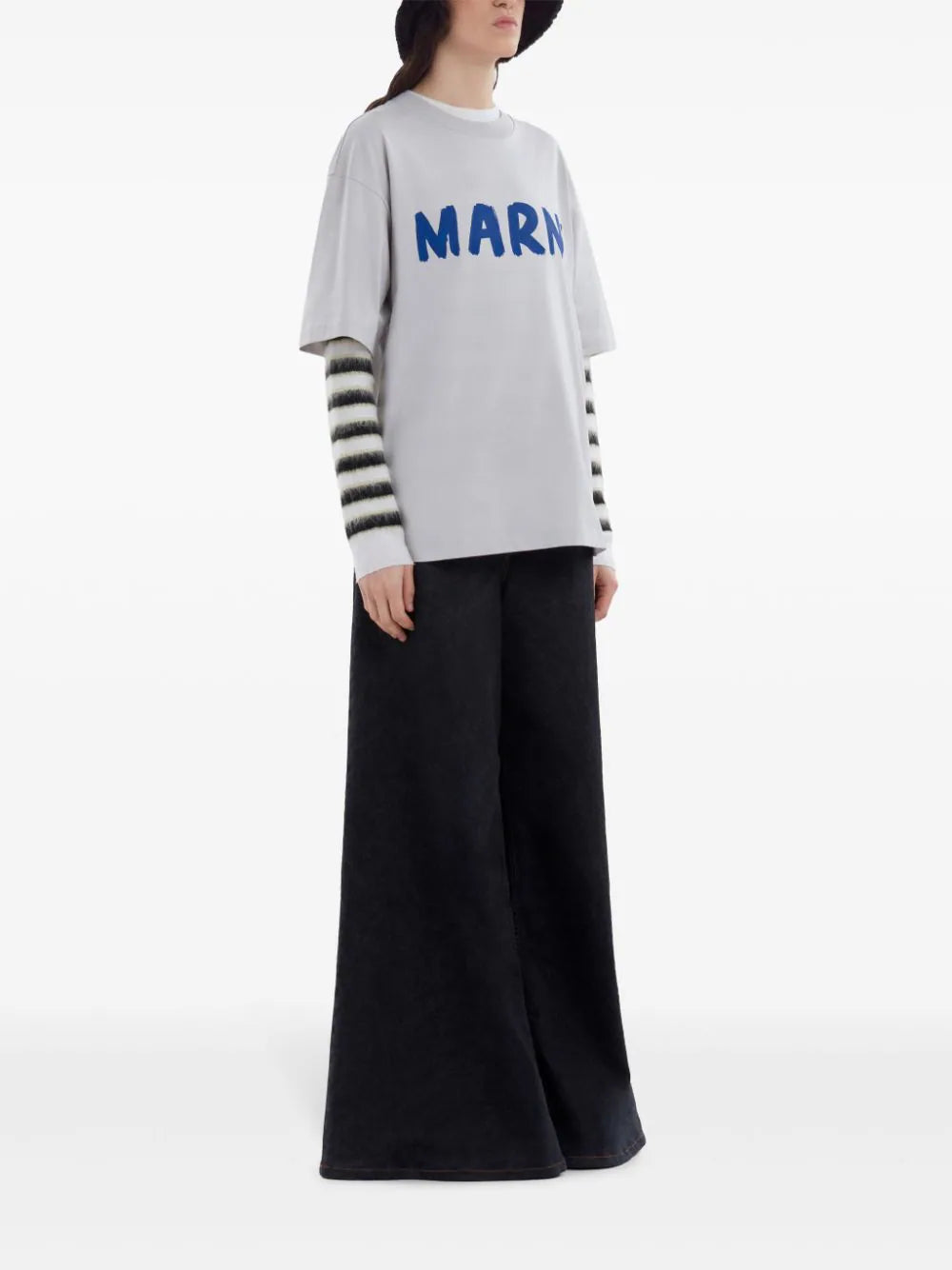 MARNI T-SHIRT LOGO GRIGIO