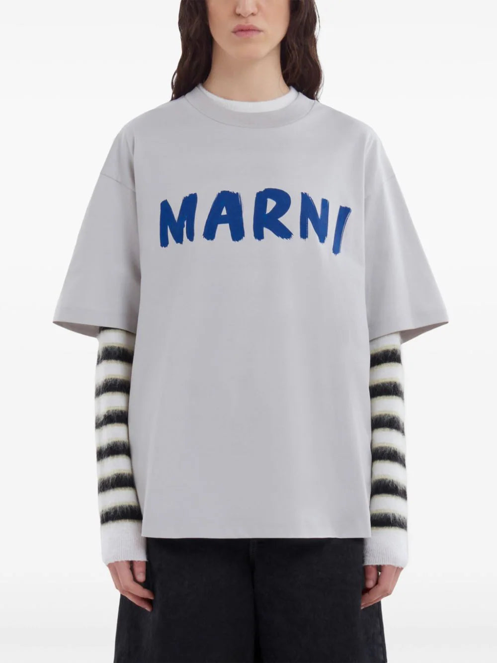 MARNI T-SHIRT LOGO GRIGIO