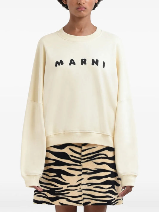 MARNI FELPA LOGO  AVORIO