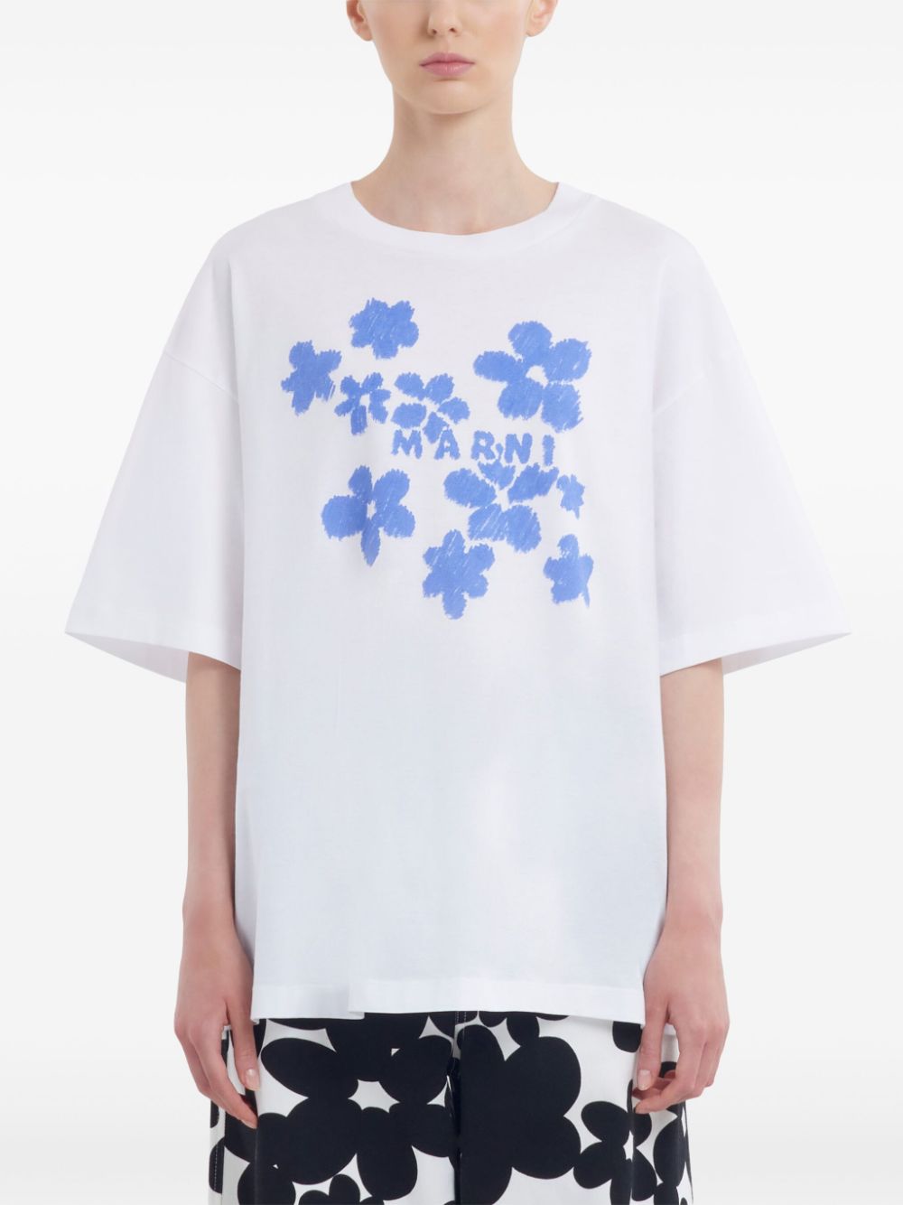 MARNI T-SHIRT LOGO STAMPA FIORI