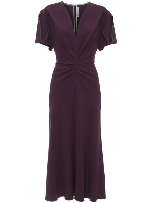 VICTORIA BECKHAM ABITO MIDI BURGUNDY