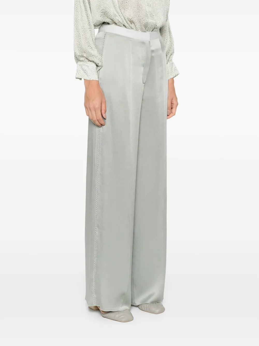 FORTE FORTE PANTALONI SATIN LICHENE