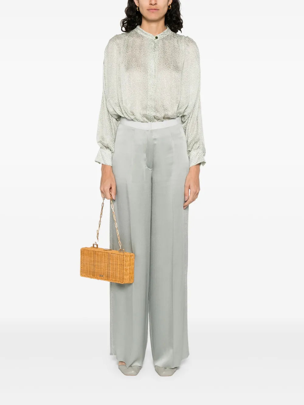 FORTE FORTE PANTALONI SATIN LICHENE
