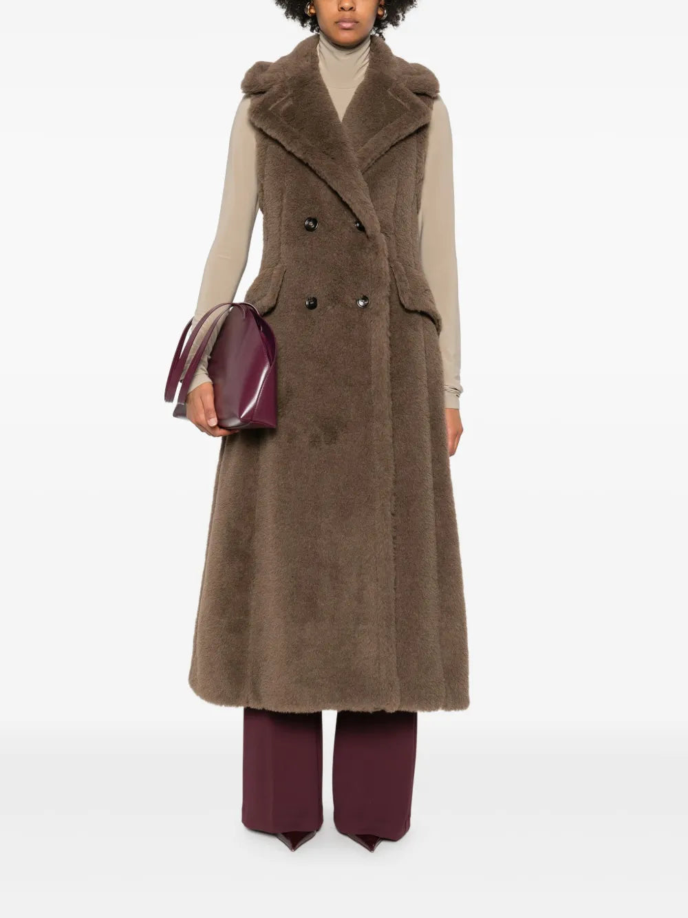 MAX MARA SFILATA GILET BOARIO 1234 MARRONE