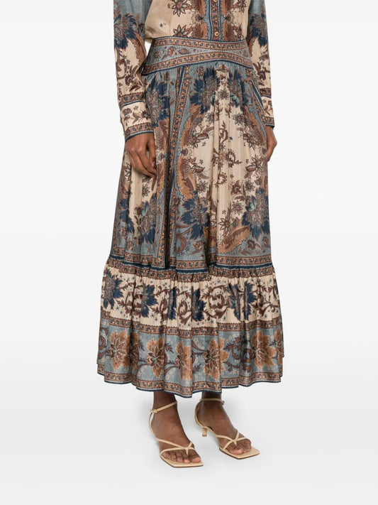 ZIMMERMANN GONNA ASCENSION BLU CREAM