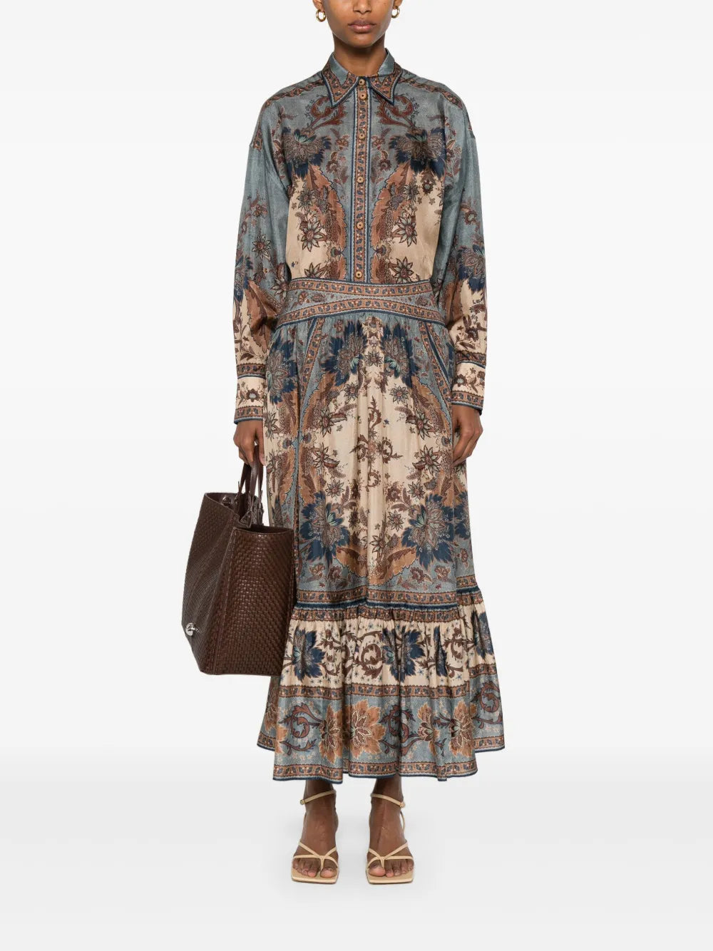 ZIMMERMANN GONNA ASCENSION BLU CREAM