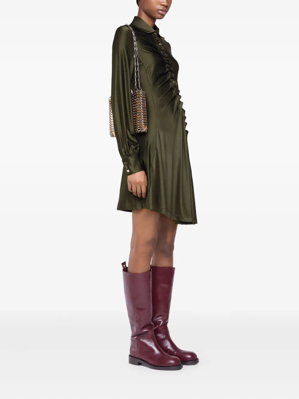 RABANNE ABITO DRAPPEGGIO ASIMMETRICO KHAKI