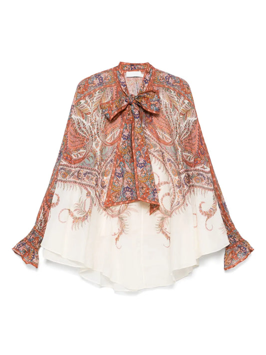 ZIMMERMANN BLUSA RHIANNON PAISLEY CREAM