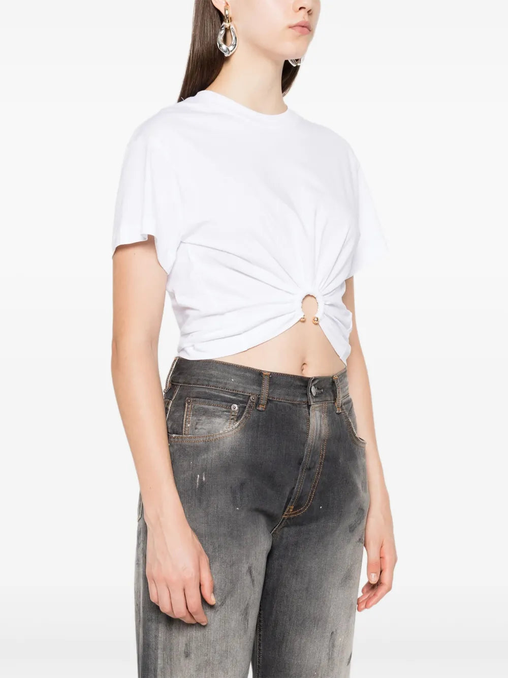 RABANNE T-SHIRT CROP ANELLO WHITE
